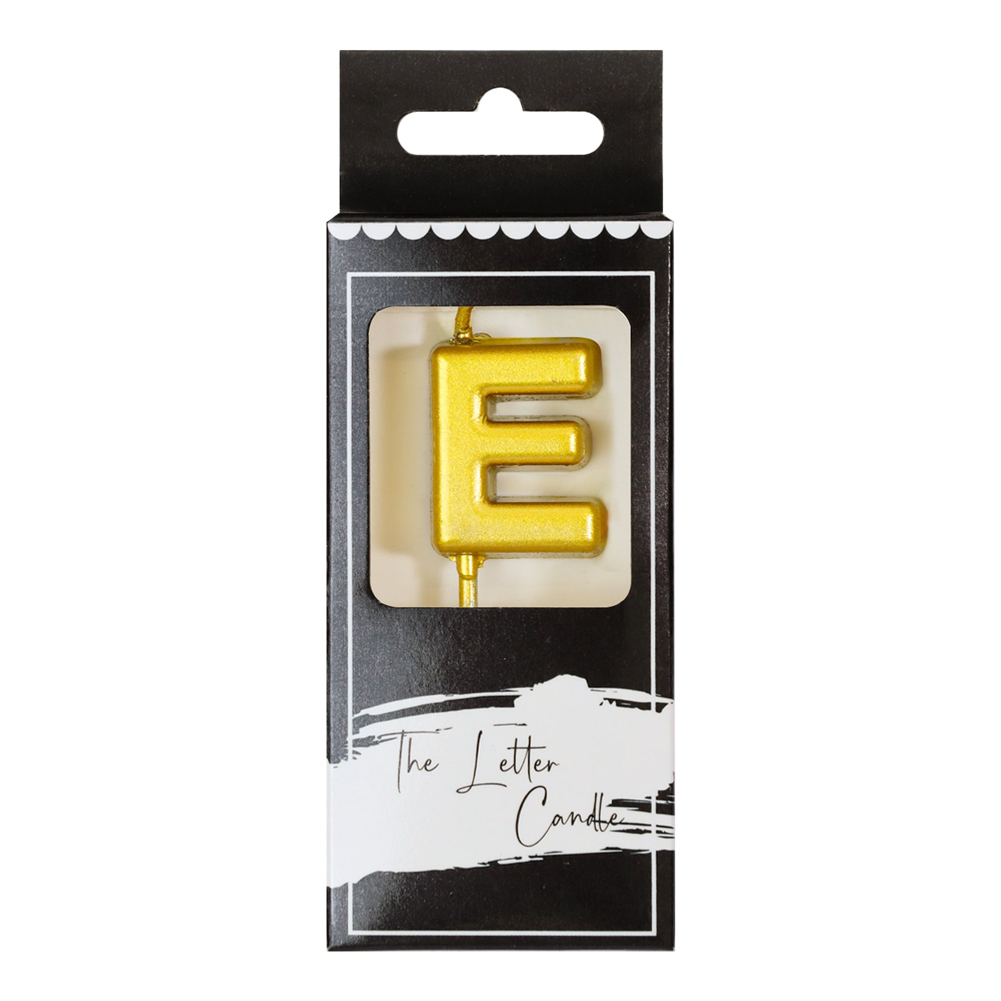 Letter E Candle - 1" Gold Cake Topper Candle