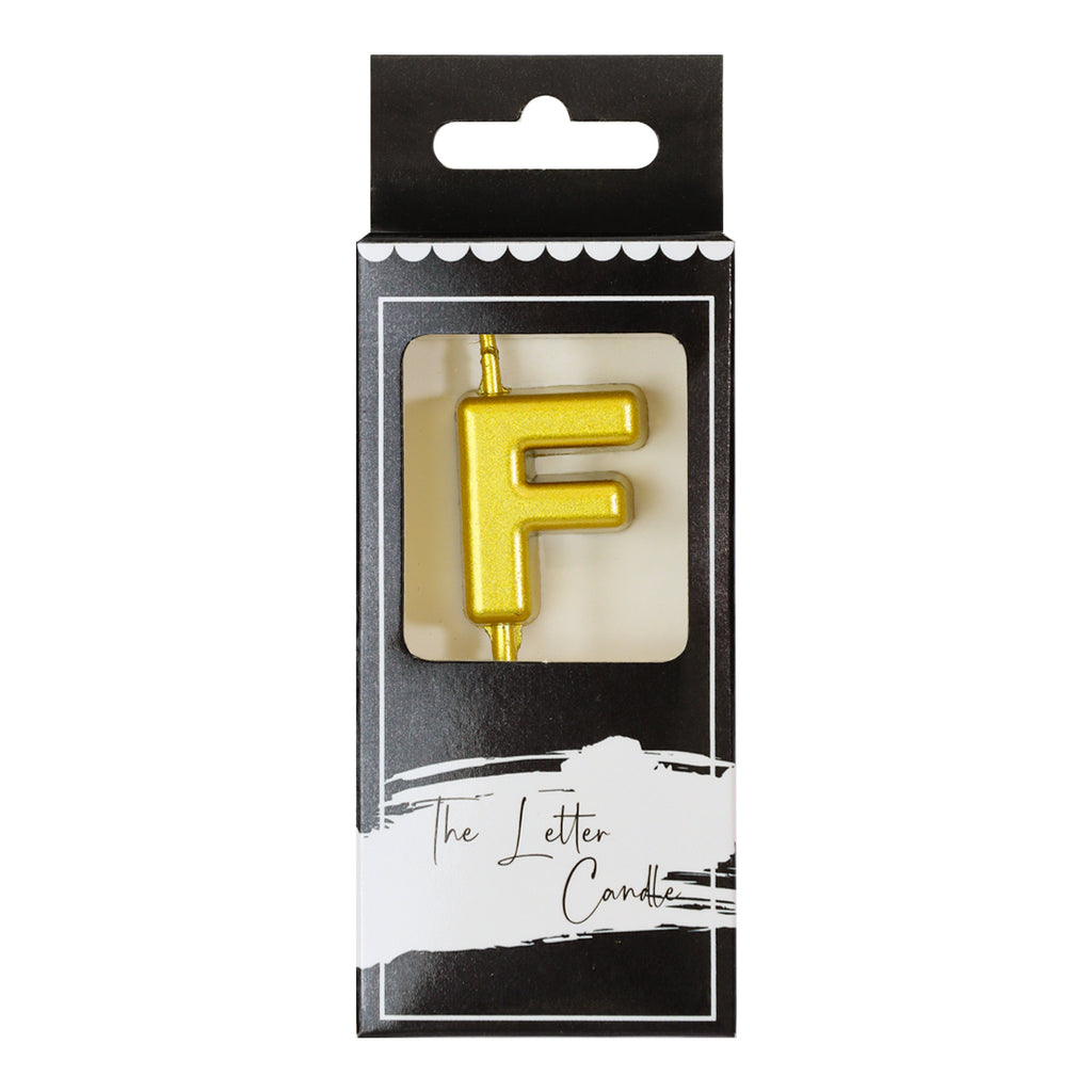 Letter F Candle - 1" Gold Cake Topper Candle