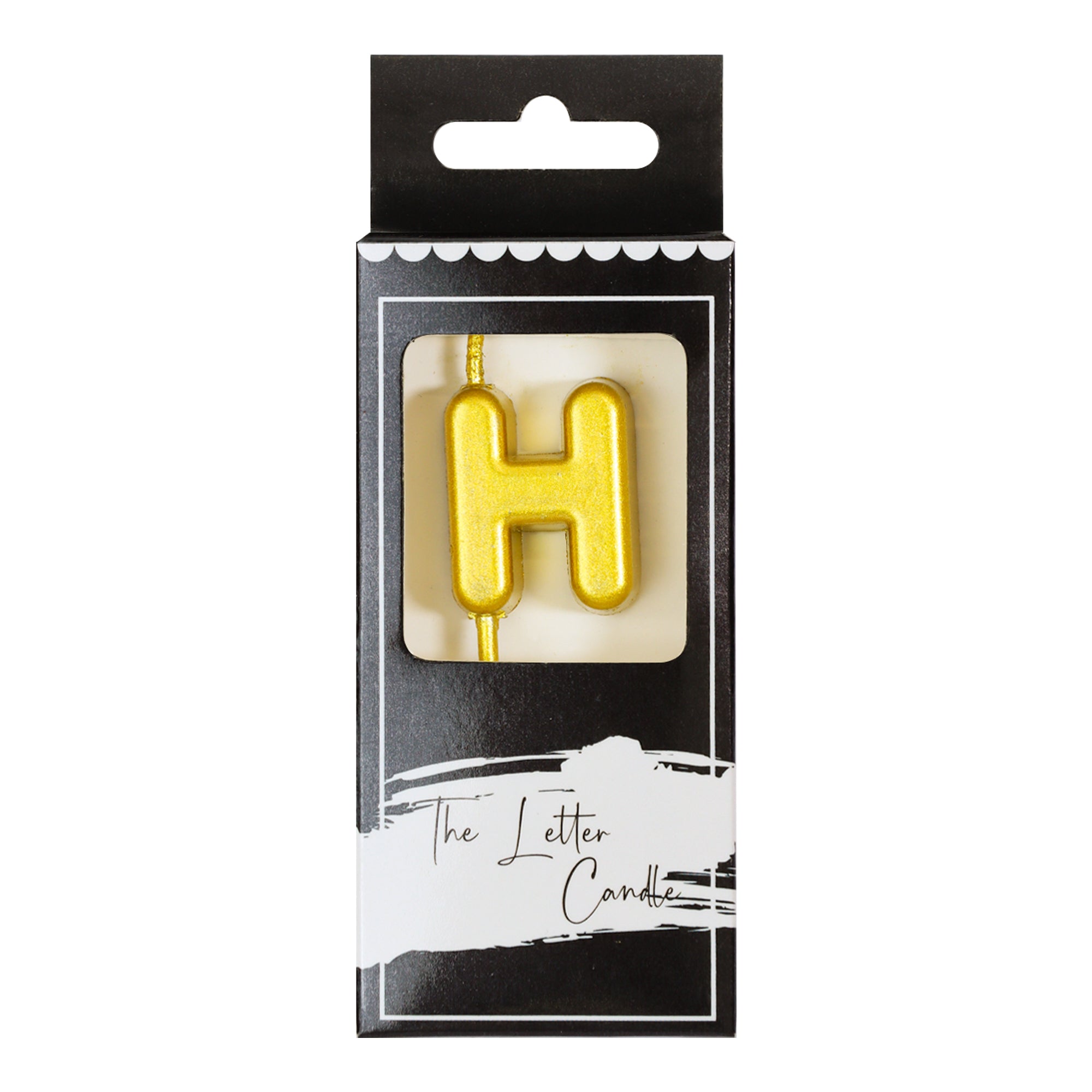 Letter H Candle - 1" Gold Cake Topper Candle