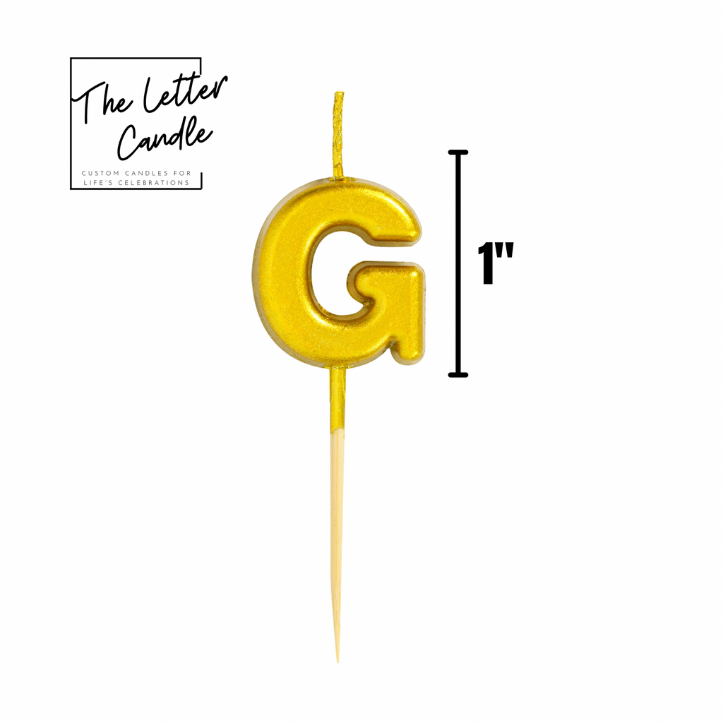 Letter G Candle - 1" Gold Cake Topper Candle