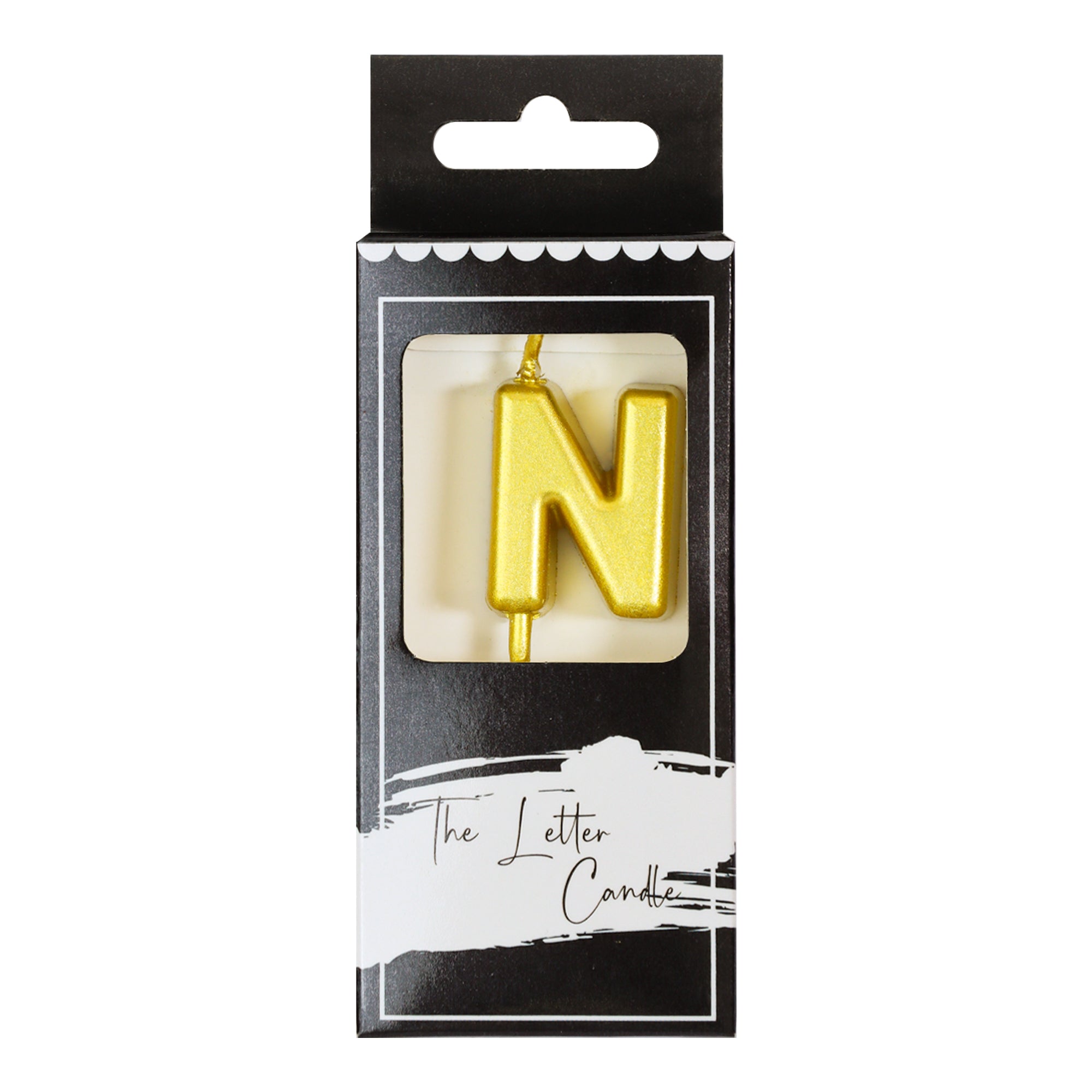 Letter N Candle - 1" Gold Cake Topper Candle