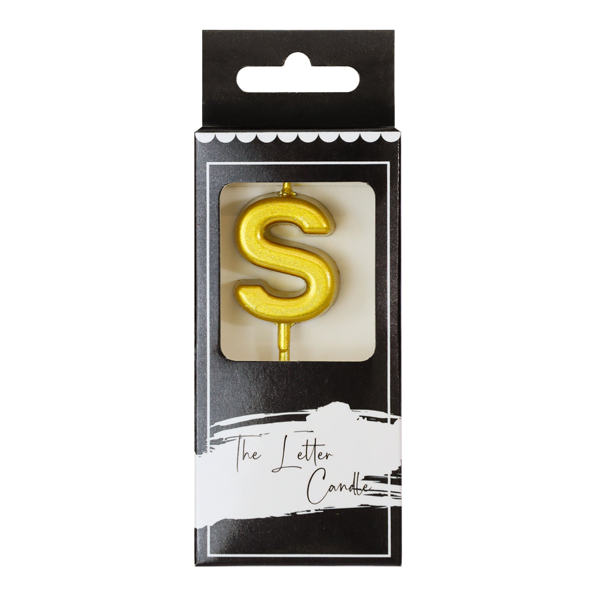 Letter S Candle - 1" Gold Cake Topper Candle