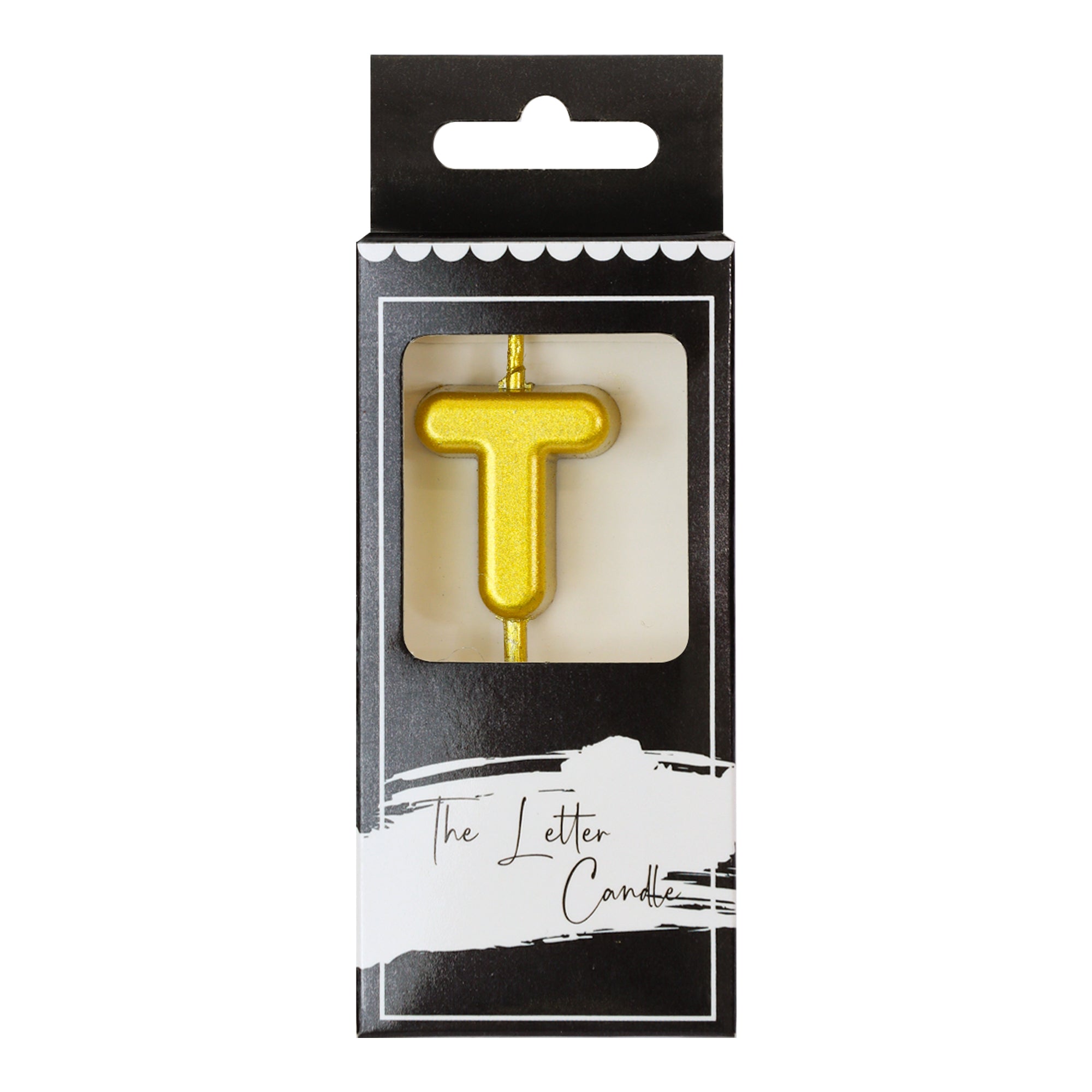 Letter T Candle - 1" Gold Cake Topper Candle