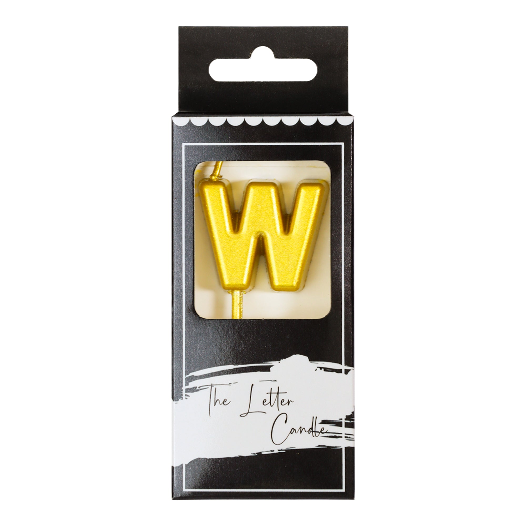 Letter W Candle - 1" Gold Cake Topper Candle