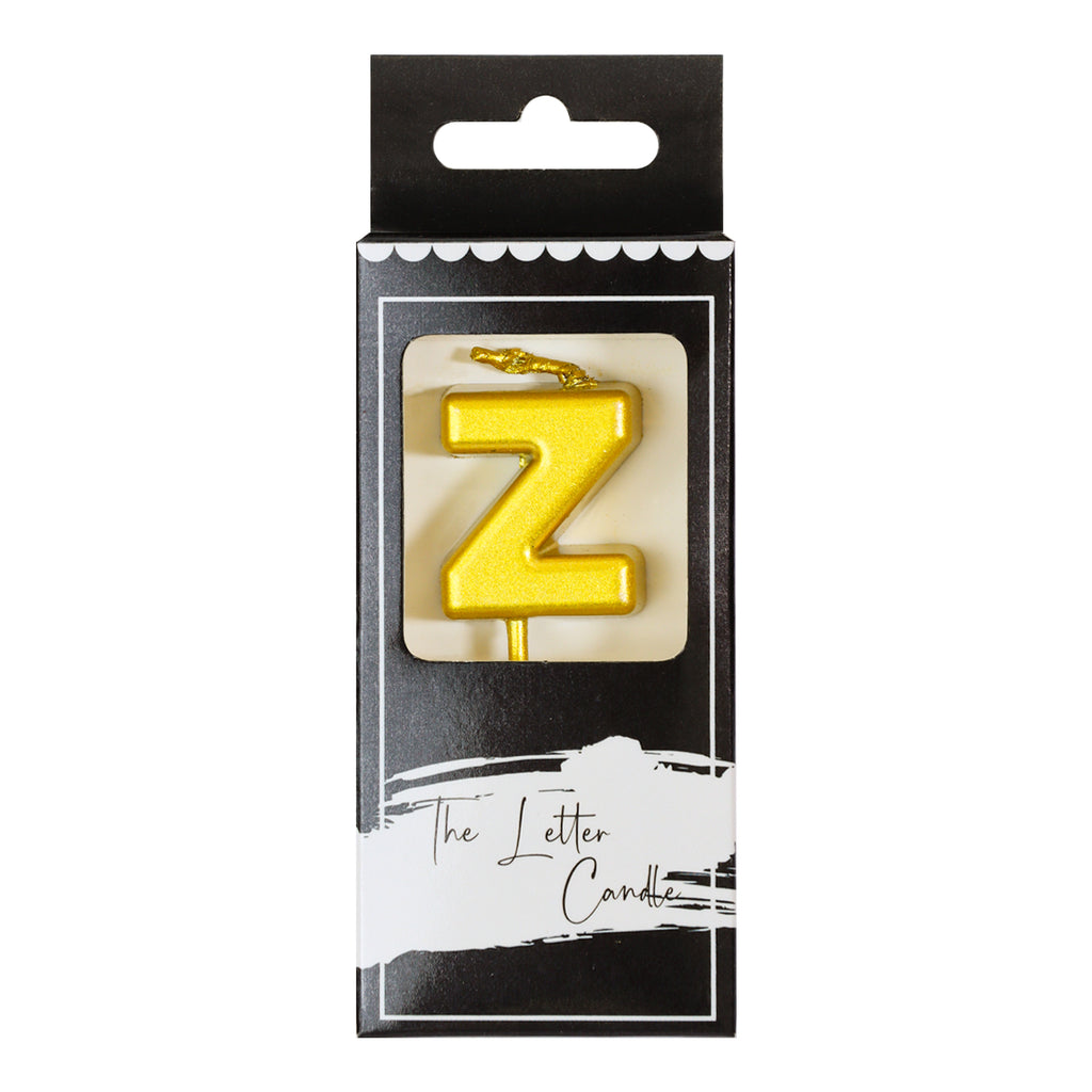 Letter Z Candle - 1" Gold Cake Topper Candle