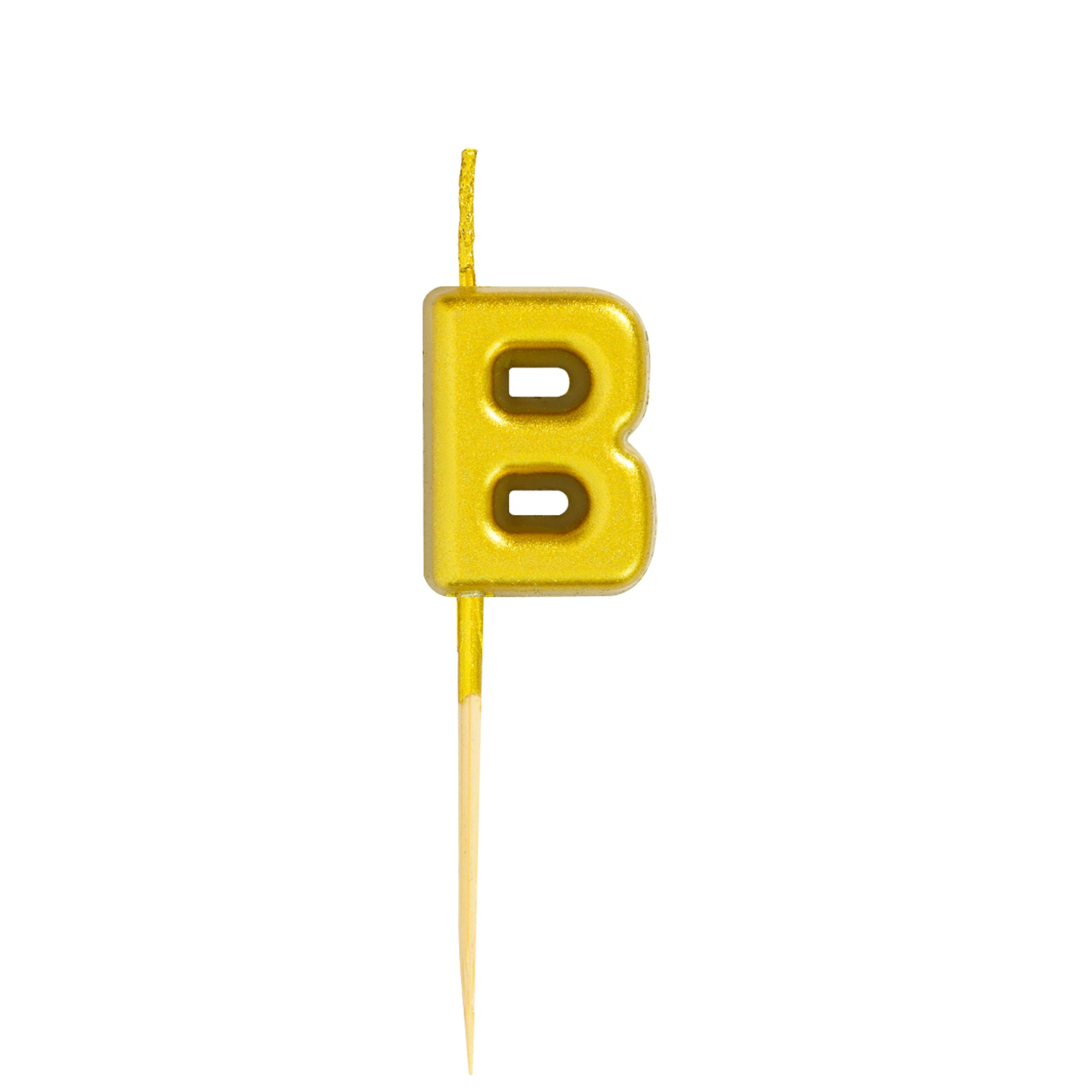 Letter B Candle - 1" Gold Cake Topper Candle