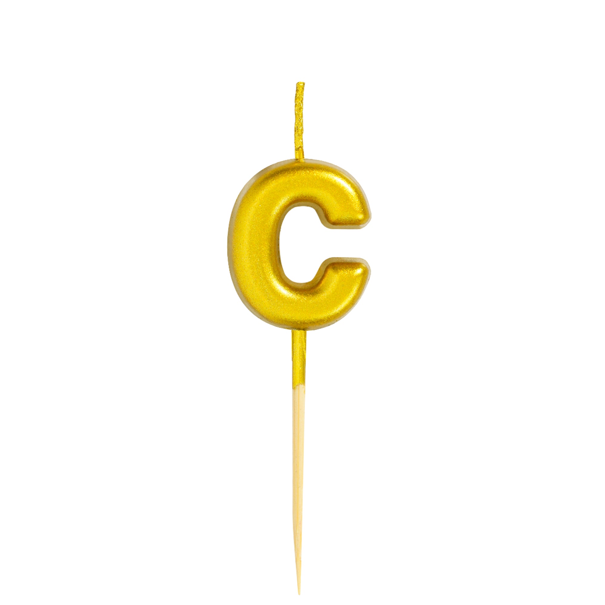 Letter C Candle - 1" Gold Cake Topper Candle