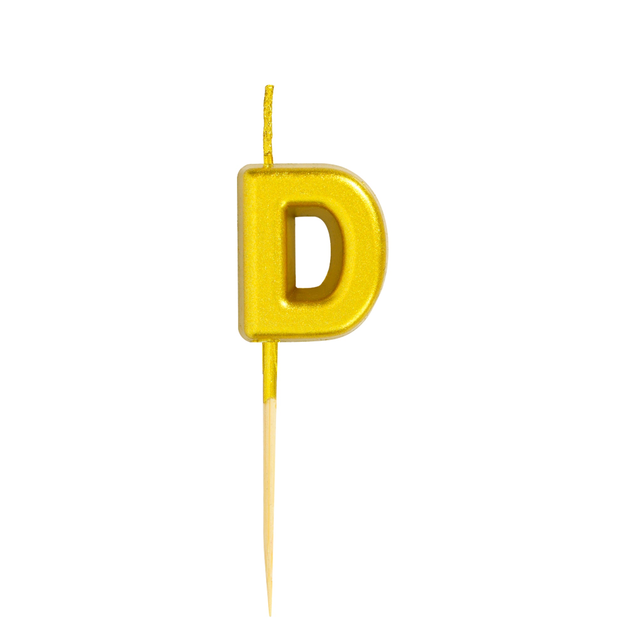 Letter D Candle - 1" Gold Cake Topper Candle