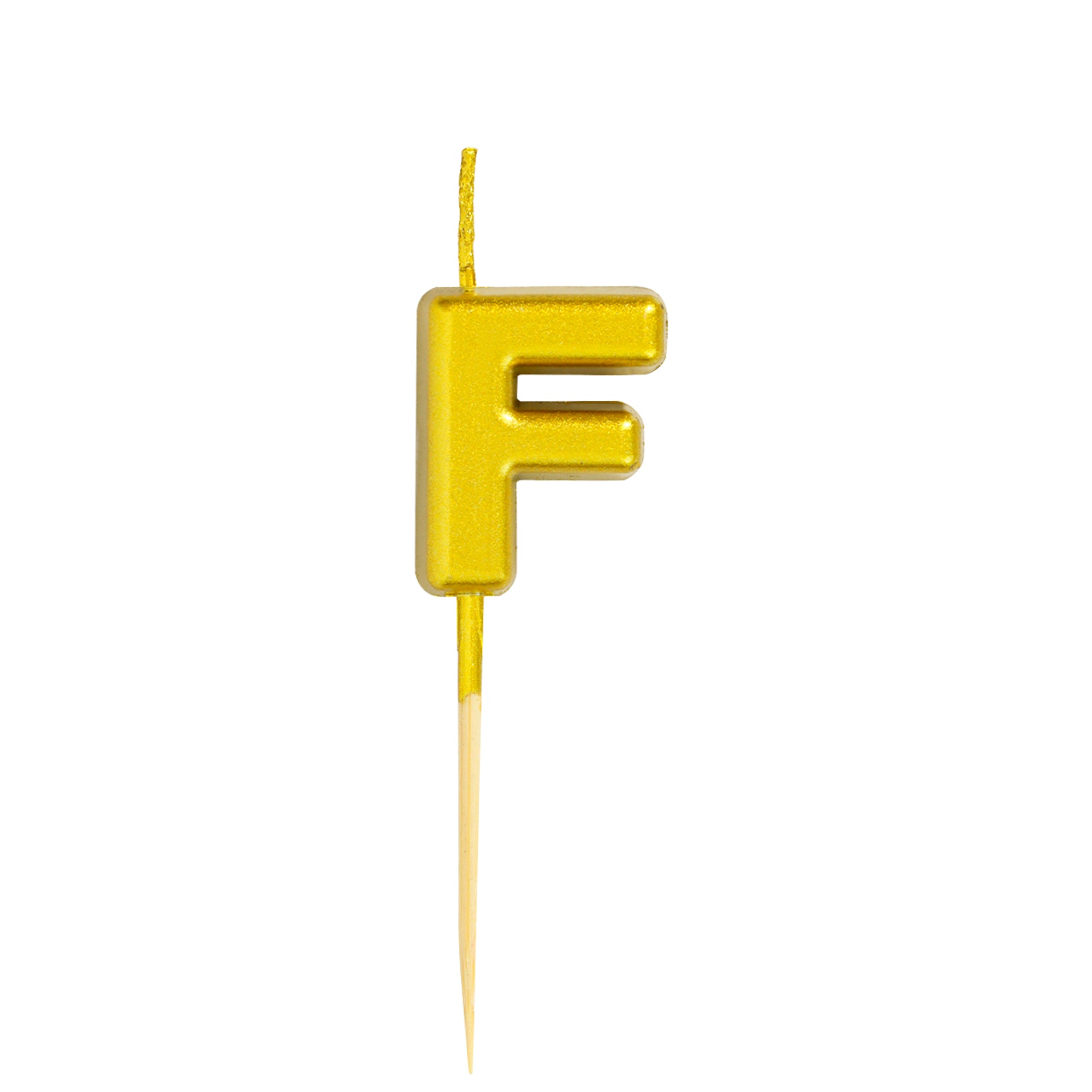 Letter F Candle - 1" Gold Cake Topper Candle