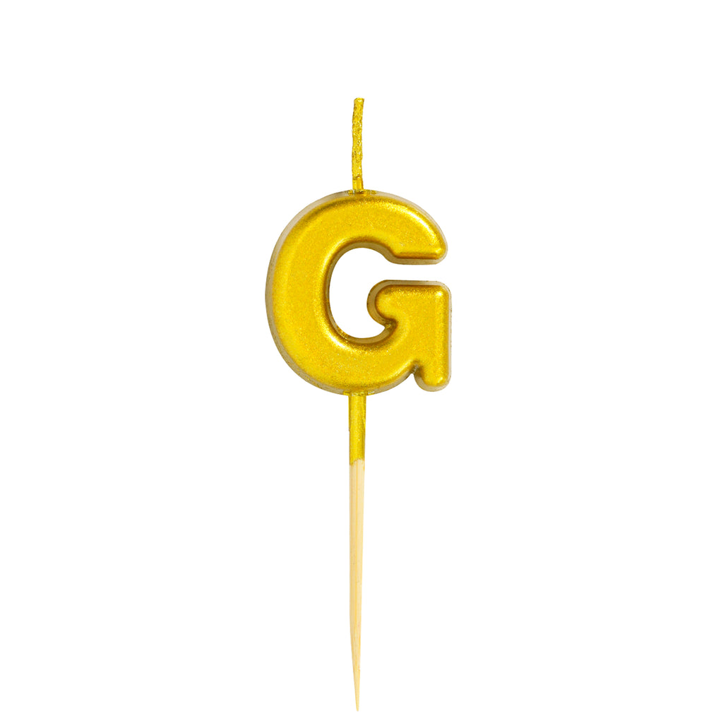 Letter G Candle - 1" Gold Cake Topper Candle