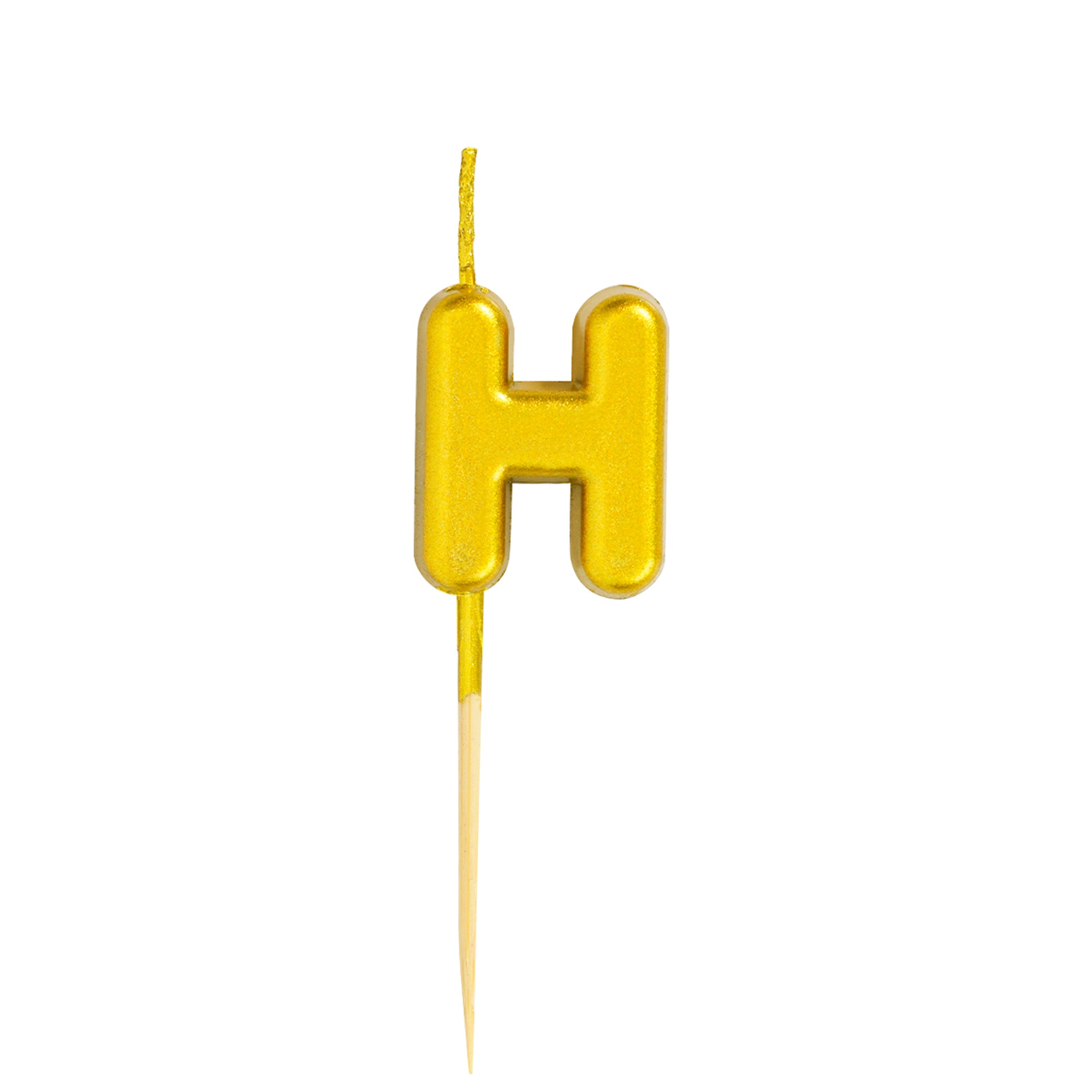 Letter H Candle - 1" Gold Cake Topper Candle