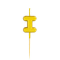Letter I Candle - 1" Gold Cake Topper Candle