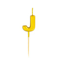 Letter J Candle - 1" Gold Cake Topper Candle