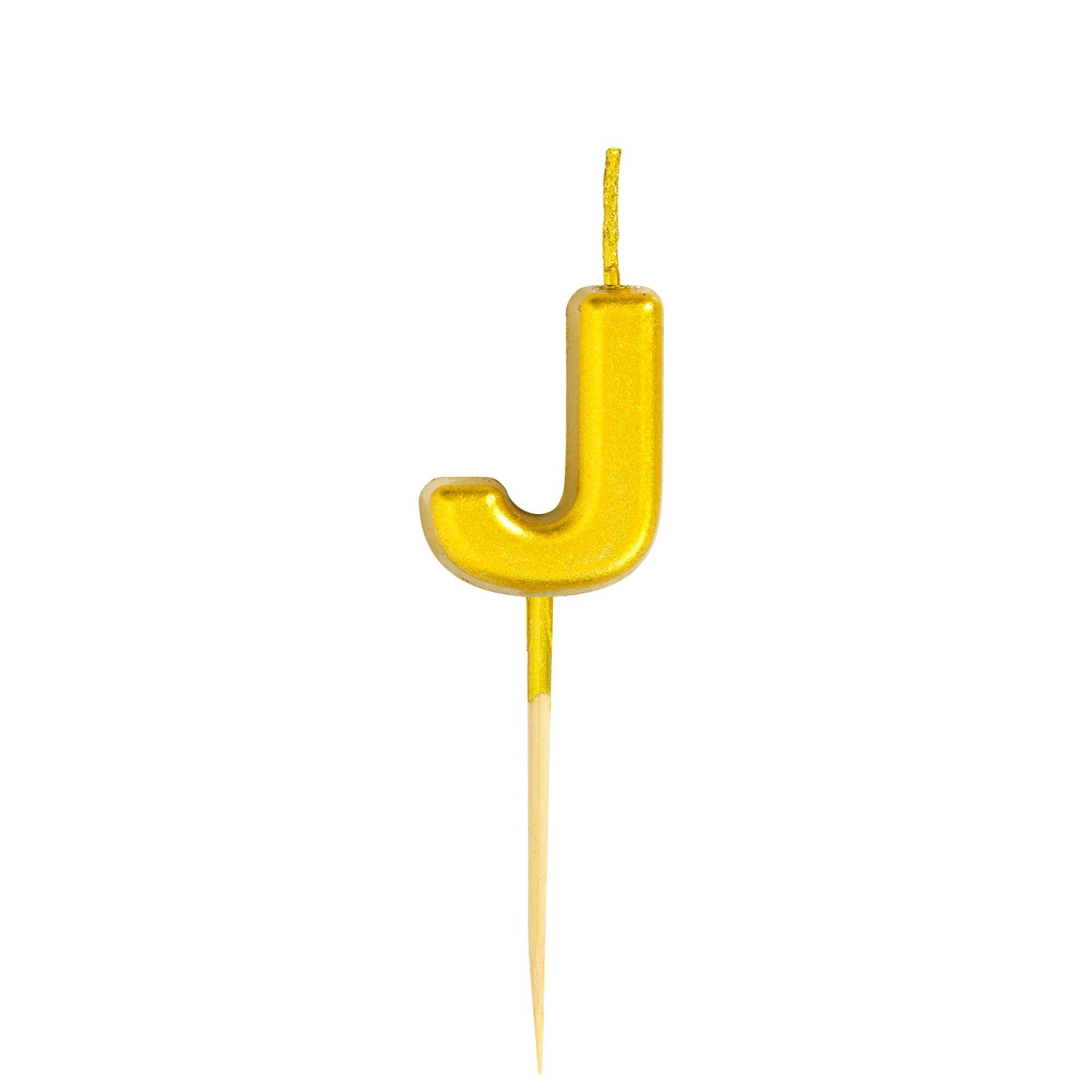 Letter J Candle - 1" Gold Cake Topper Candle