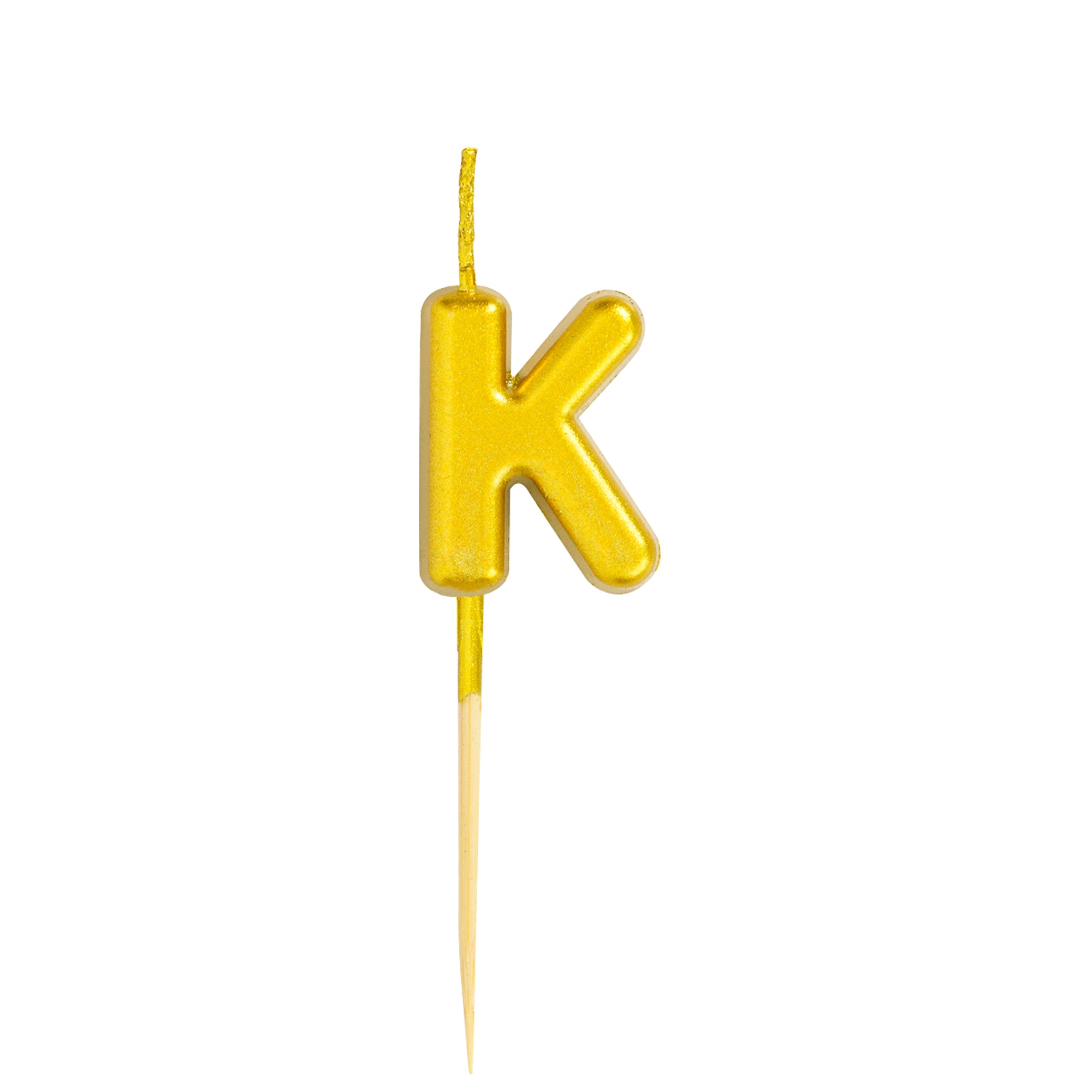 Letter K Candle - 1" Gold Cake Topper Candle