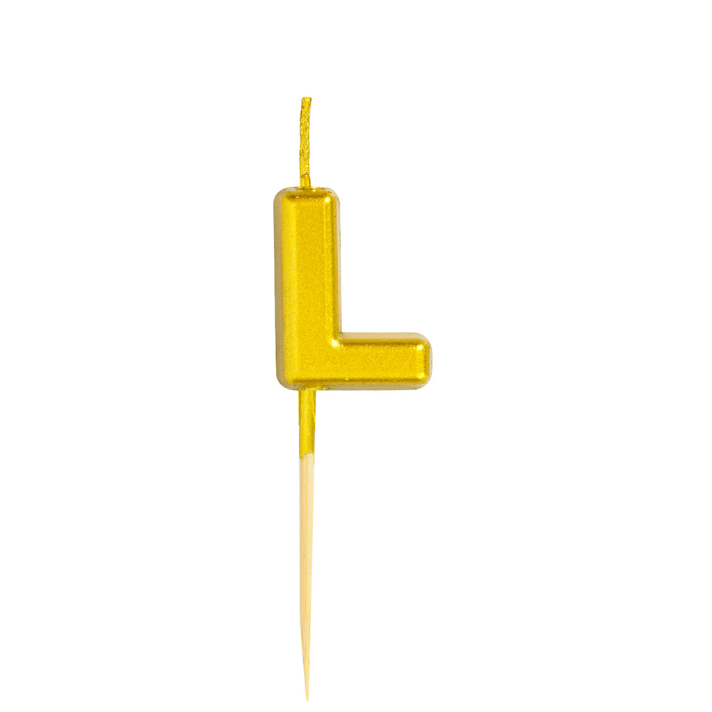 Letter L Candle - 1" Gold Cake Topper Candle