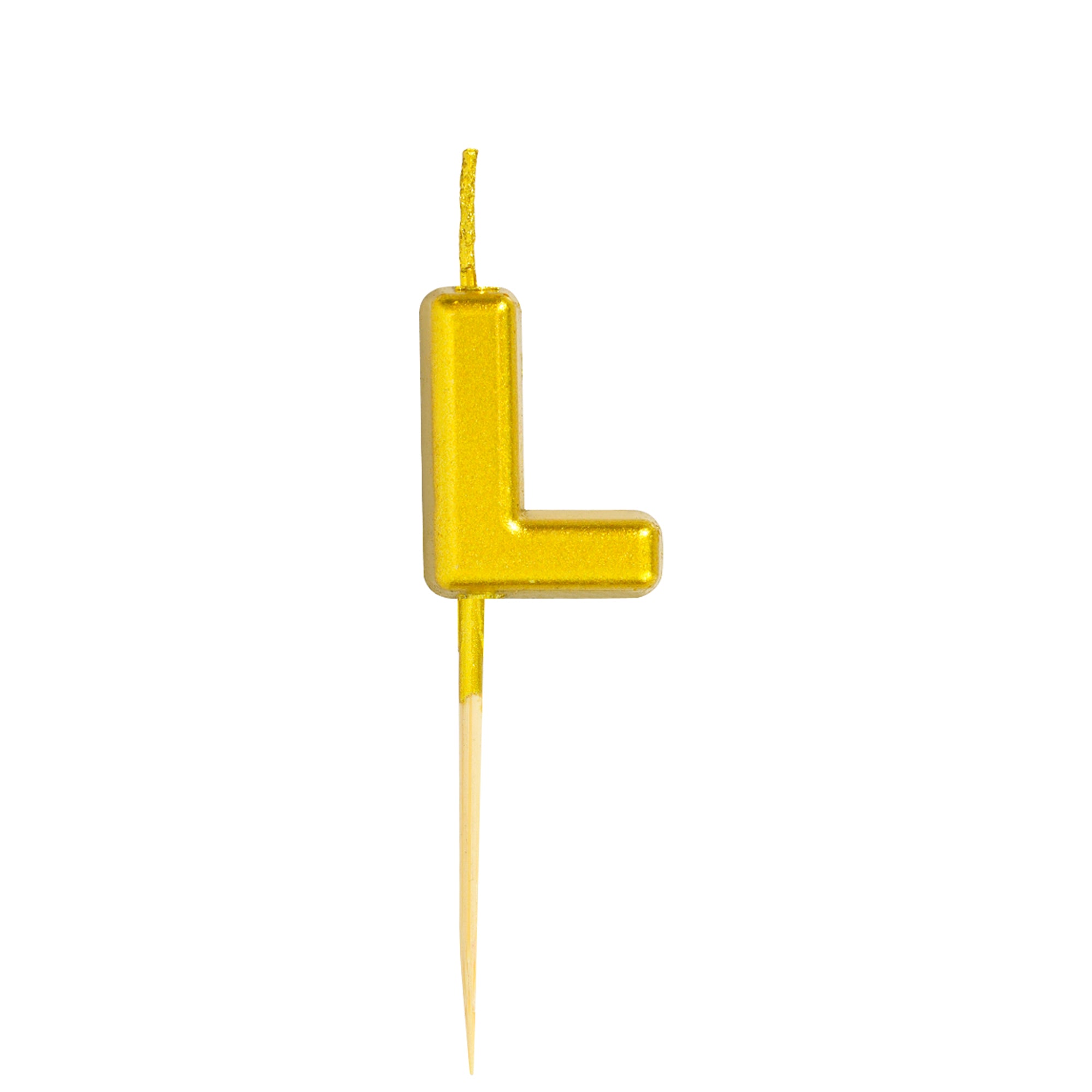 Letter L Candle - 1" Gold Cake Topper Candle