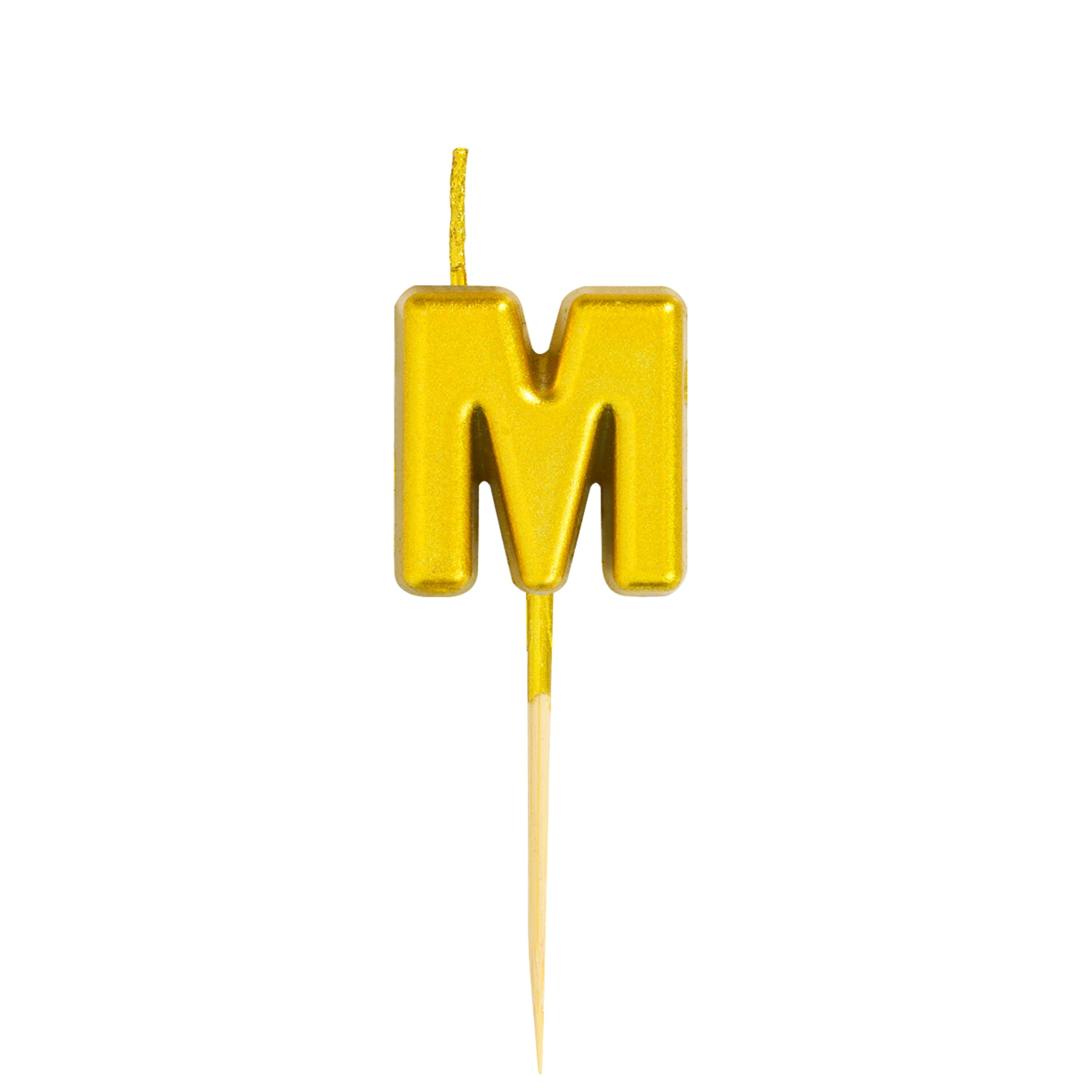 Letter M Candle - 1" Gold Cake Topper Candle