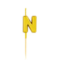 Letter N Candle - 1" Gold Cake Topper Candle