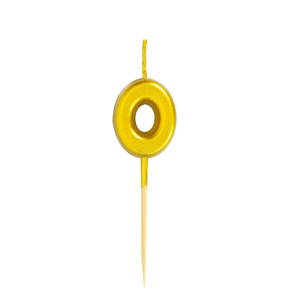 Letter O Candle - 1" Gold Cake Topper Candle