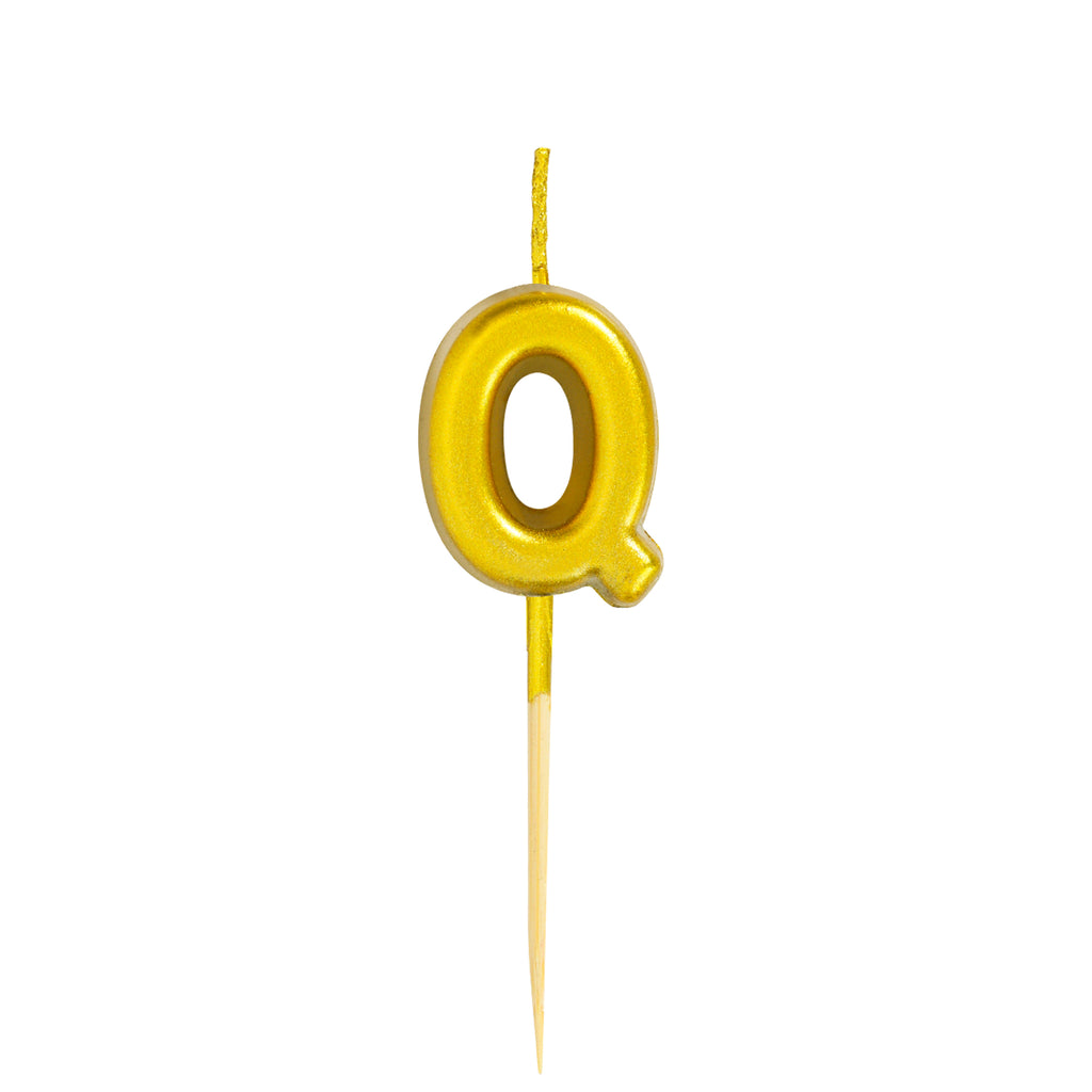 Letter Q Candle - 1" Gold Cake Topper Candle