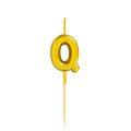 Letter Q Candle - 1" Gold Cake Topper Candle