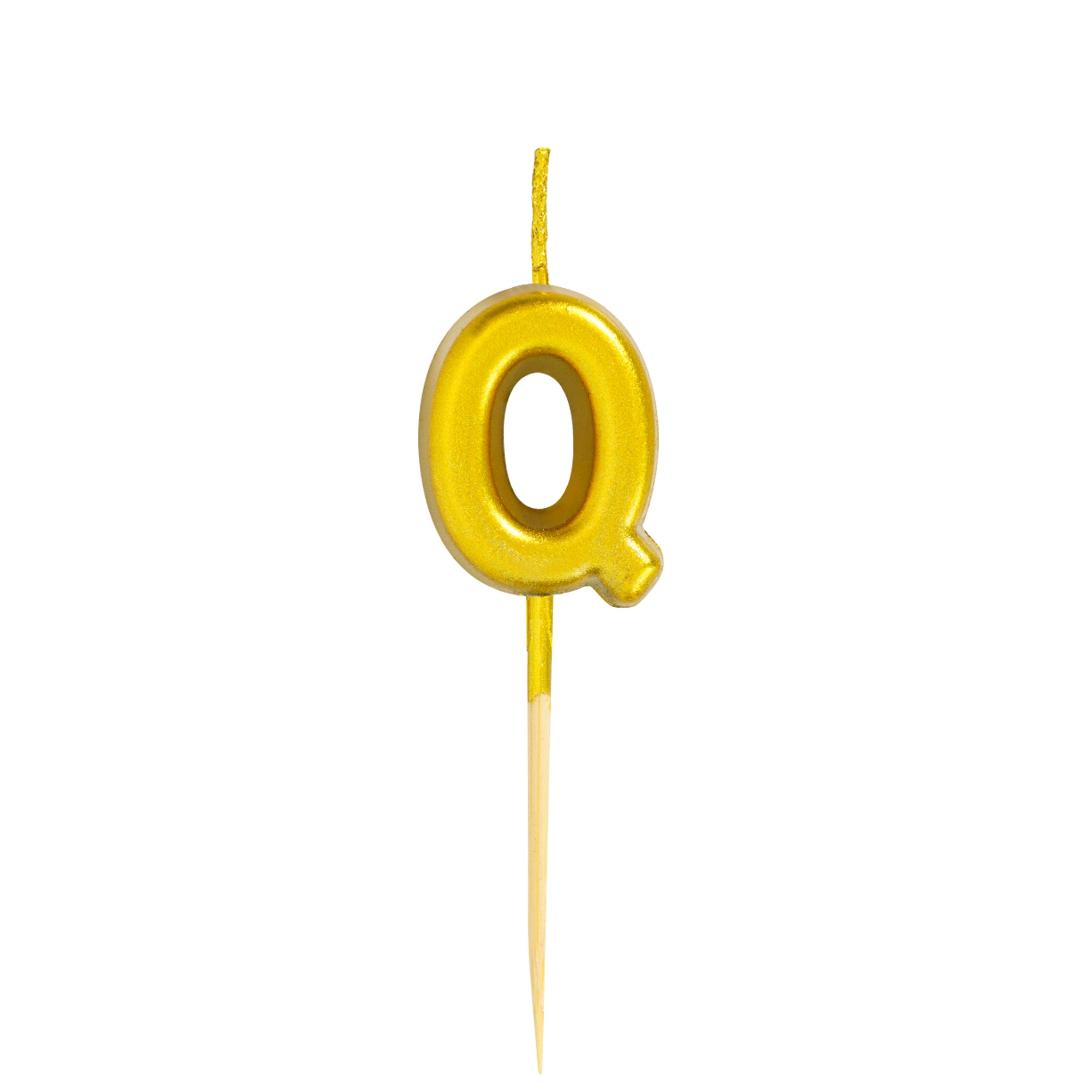 Letter Q Candle - 1" Gold Cake Topper Candle