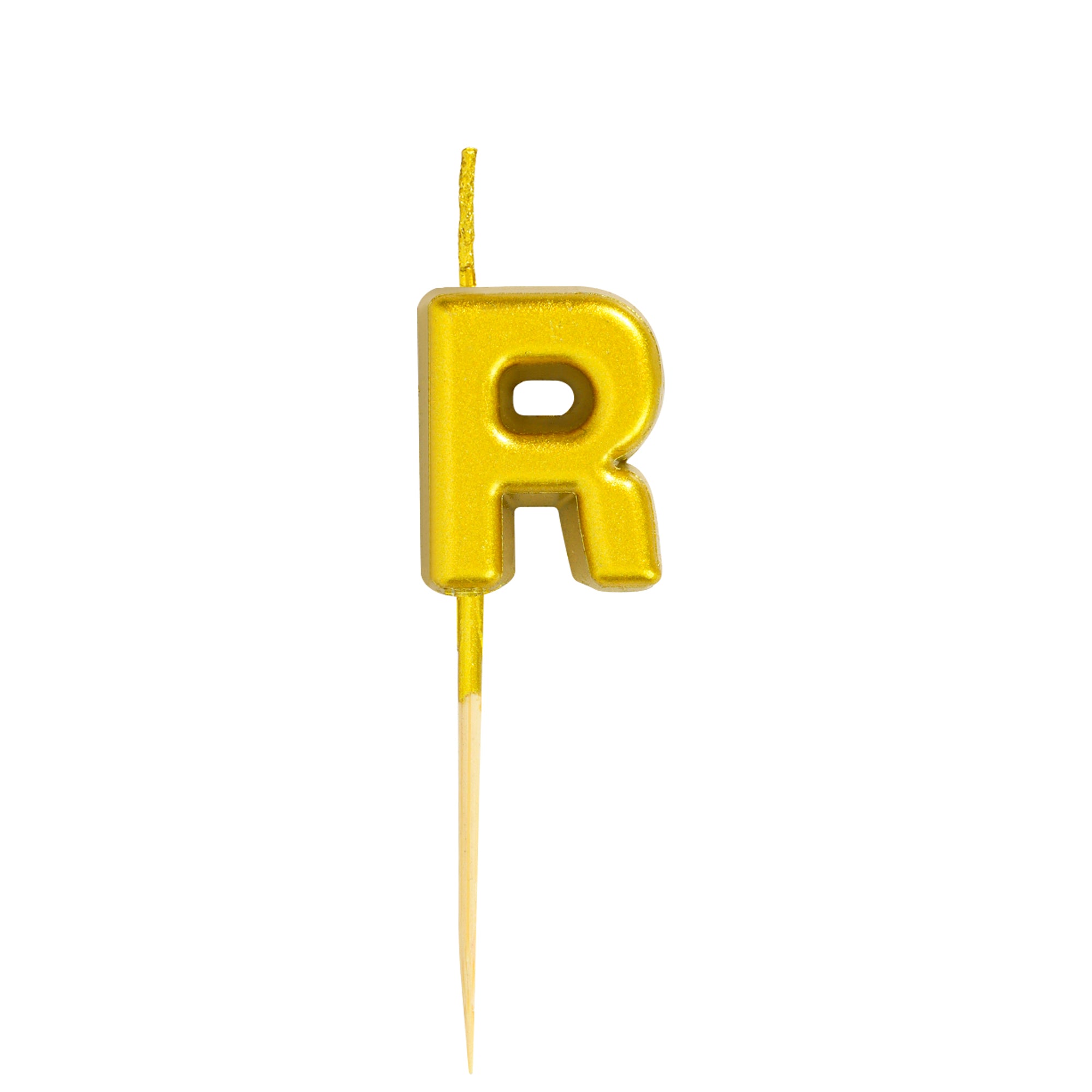 Letter R Candle - 1" Gold Cake Topper Candle