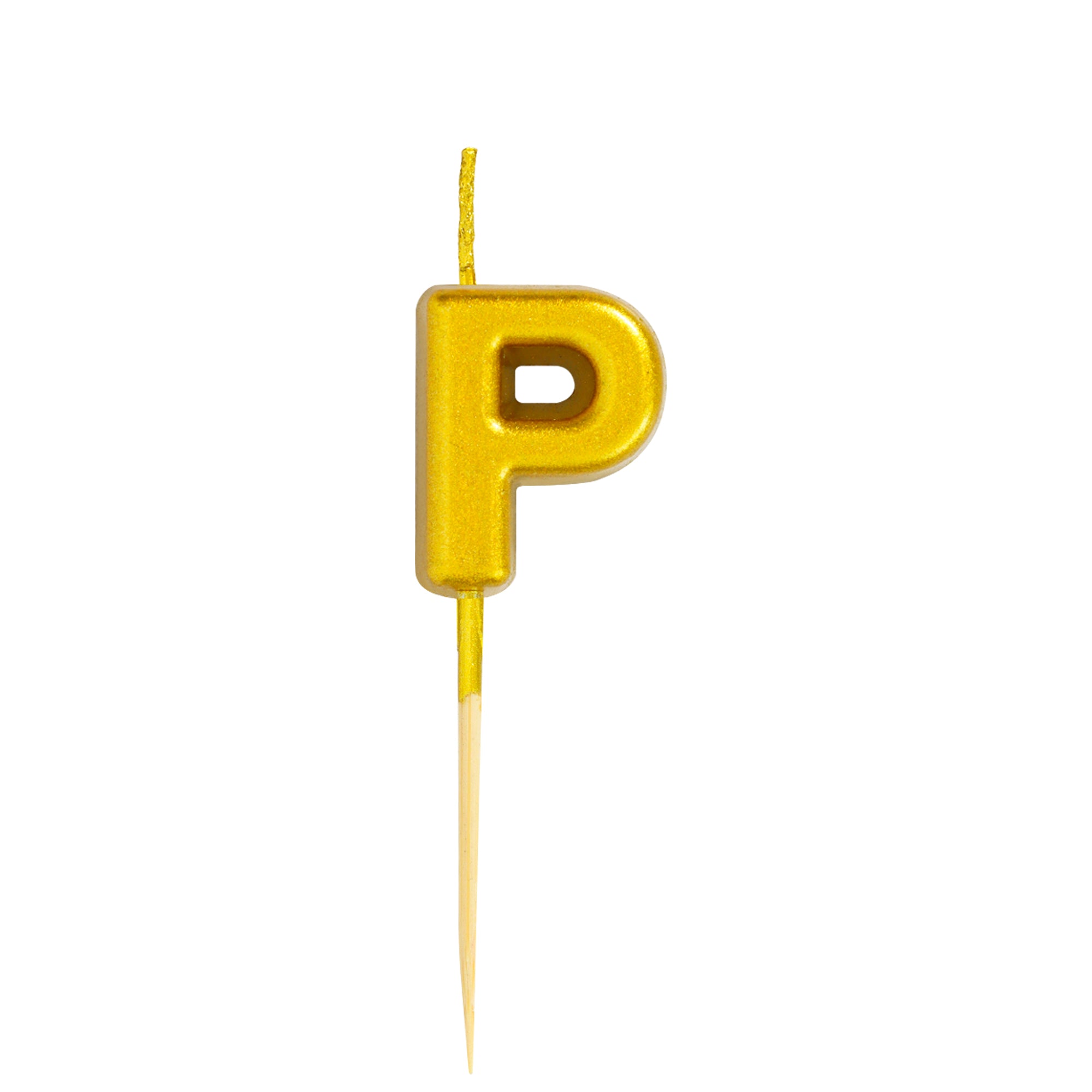 Letter P Candle - 1" Gold Cake Topper Candle