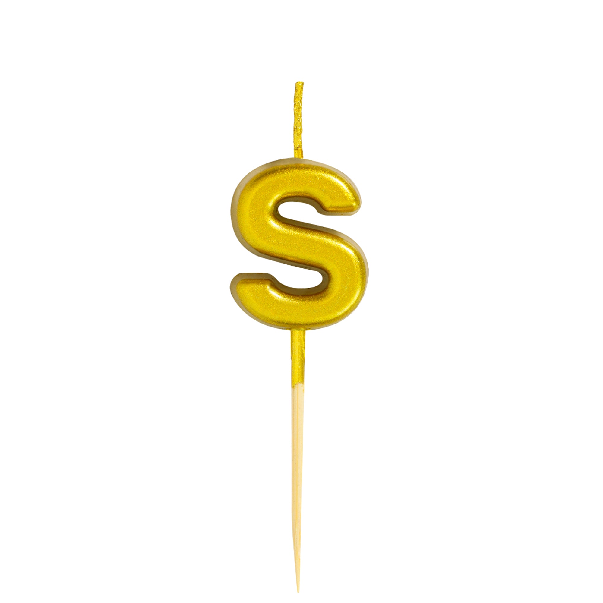 Letter S Candle - 1" Gold Cake Topper Candle