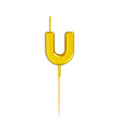 Letter U Candle - 1" Gold Cake Topper Candle