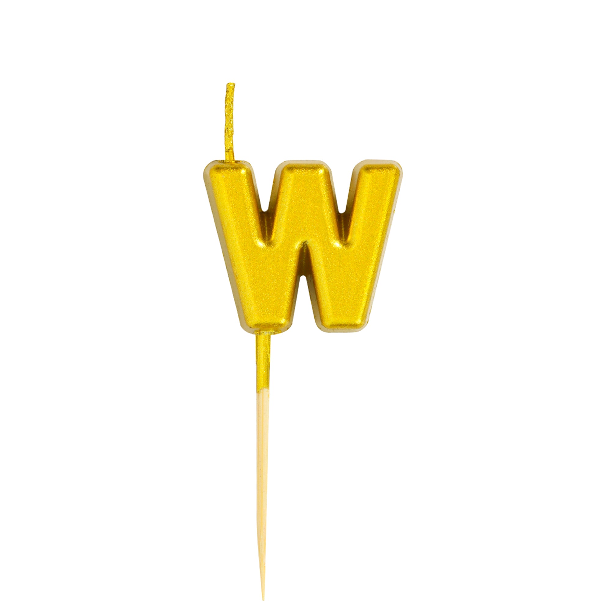 Letter W Candle - 1" Gold Cake Topper Candle