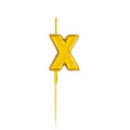 Letter X Candle - 1" Gold Cake Topper Candle