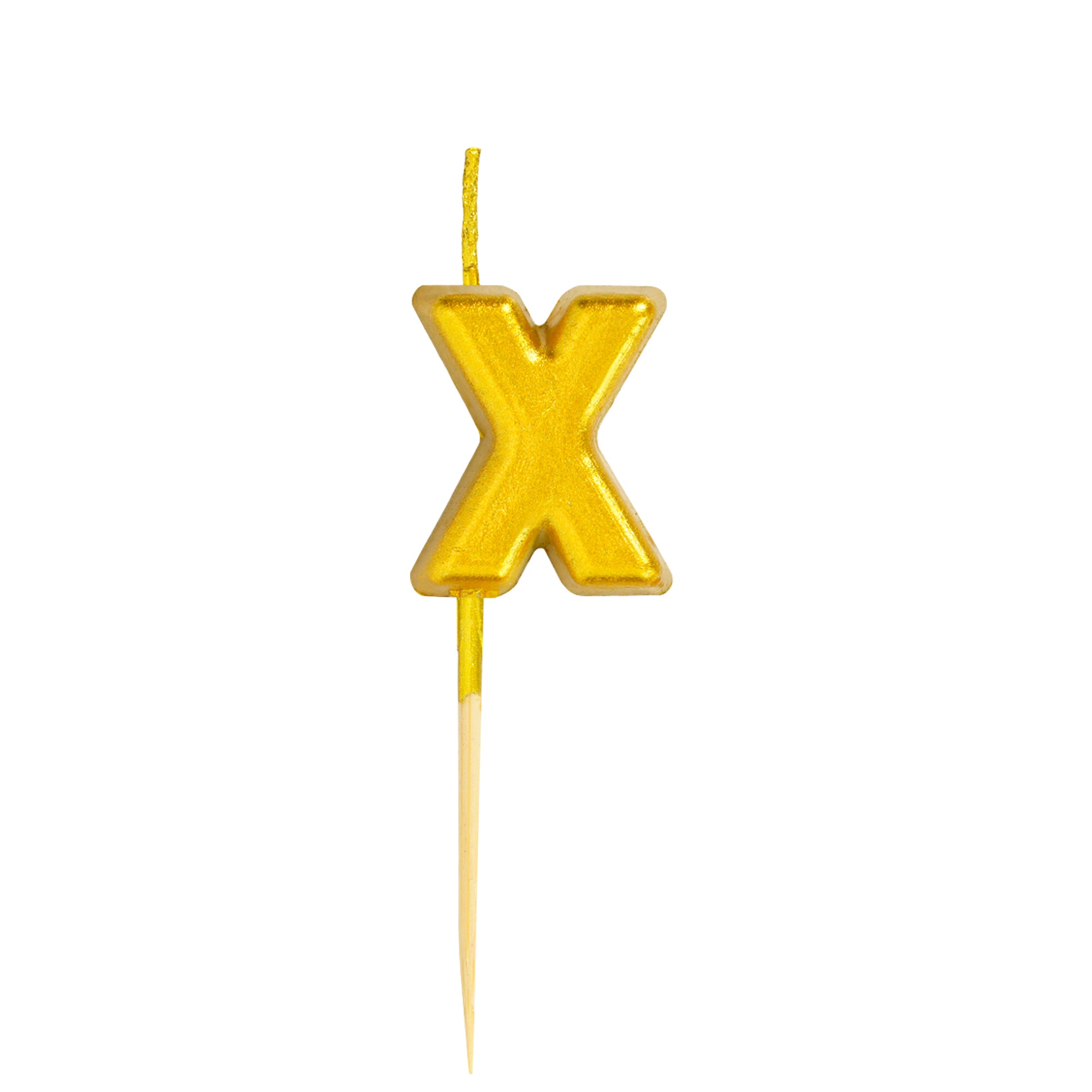 Letter X Candle - 1" Gold Cake Topper Candle