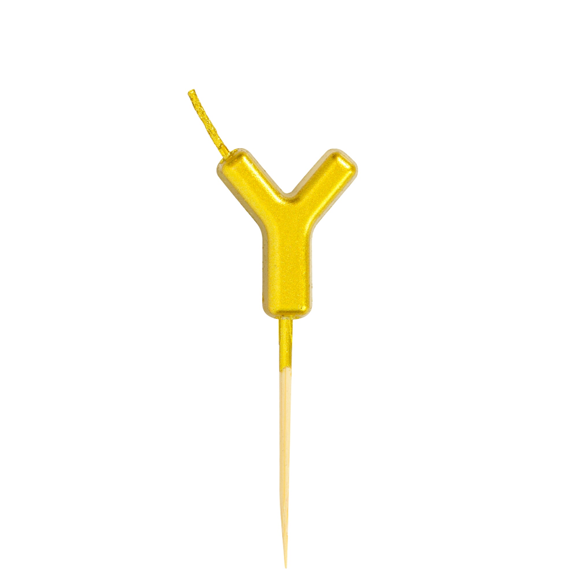 Letter Y Candle - 1" Gold Cake Topper Candle