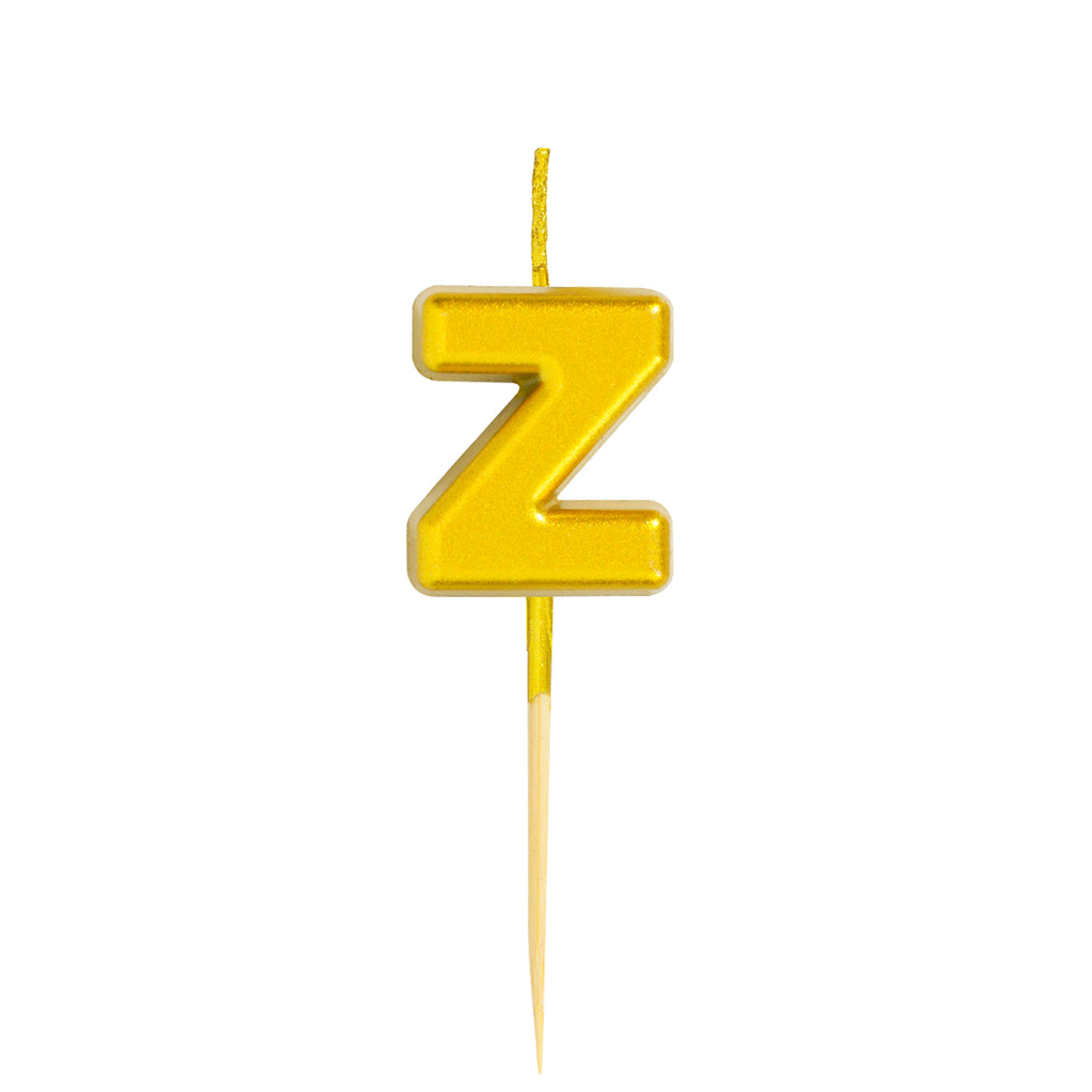 Letter Z Candle - 1" Gold Cake Topper Candle