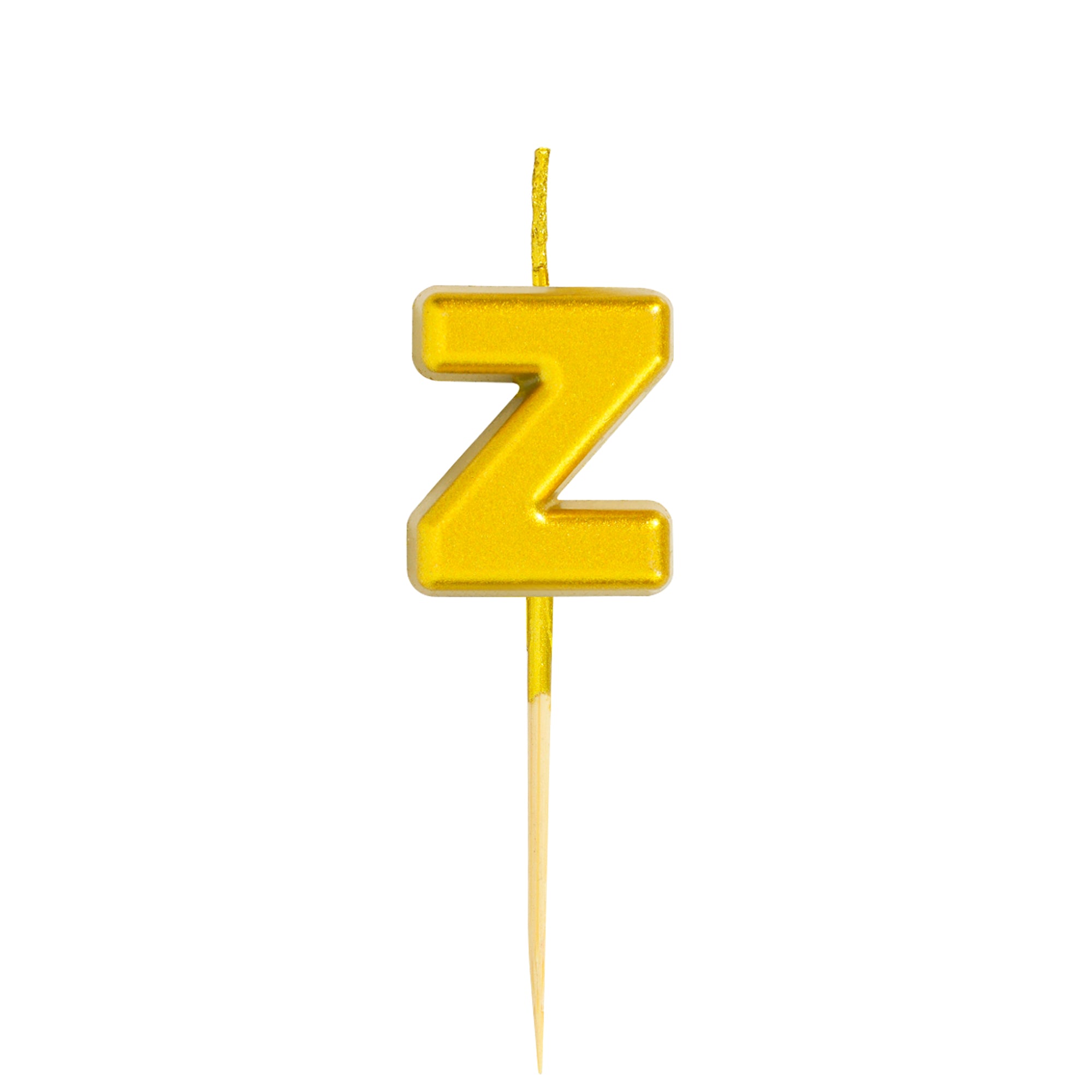 Letter Z Candle - 1" Gold Cake Topper Candle