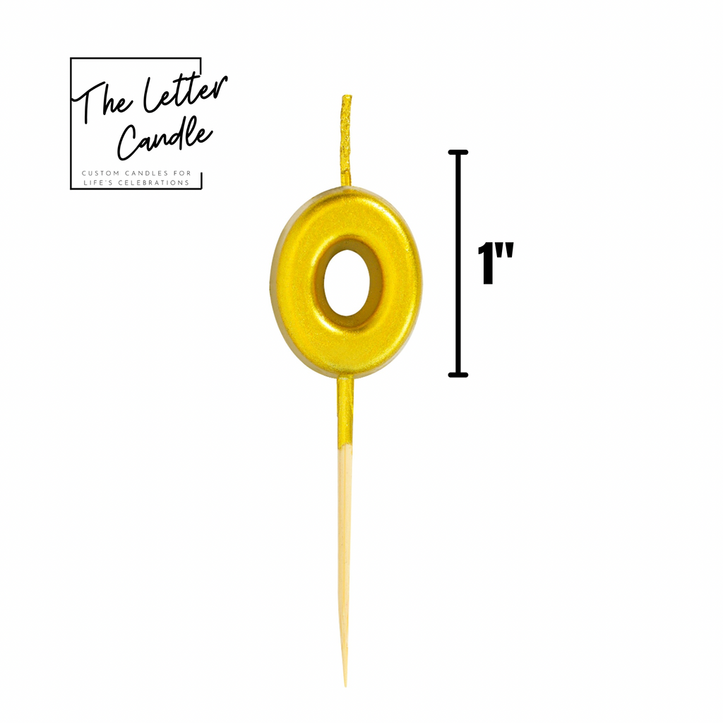 Letter O Candle - 1" Gold Cake Topper Candle
