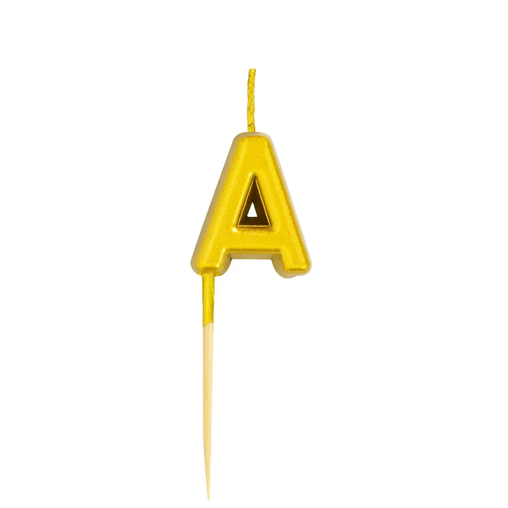 Letter A Candle - 1" Gold Cake Topper Candle